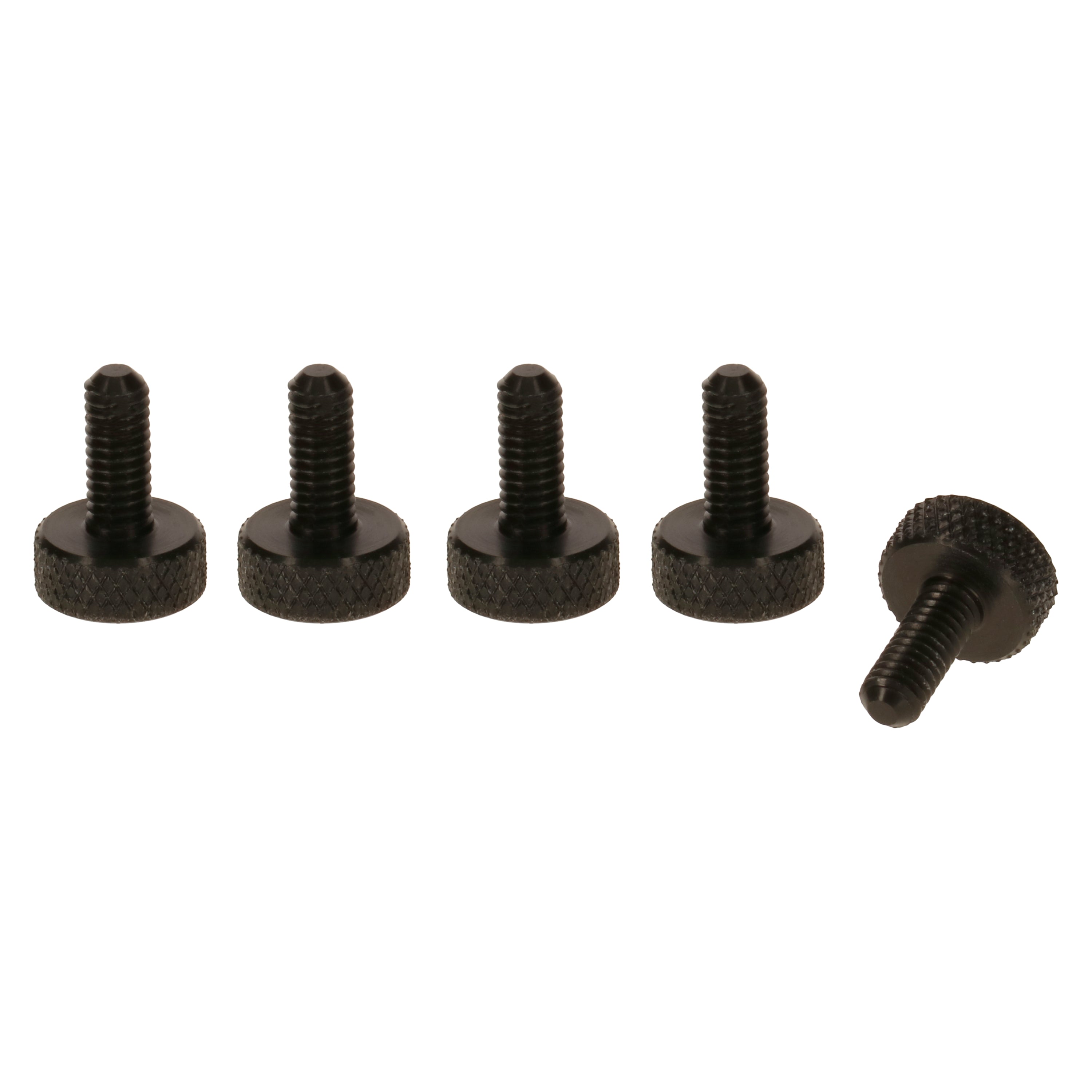 BLACK M6 x 10mm Flat Knurled Thumb Screws - Set of 5